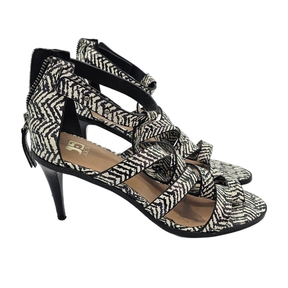 Joe's Jeans Womens High Heels Strappy Ankle Zip Zebra Print Black/White Size 7.5 - Picture 1 of 13
